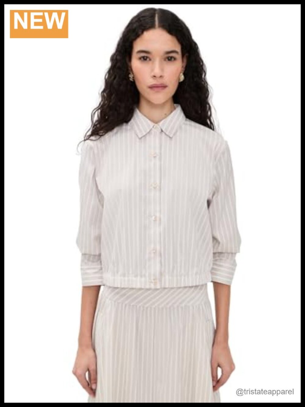 Theory Stripe Button-Up Blouse Women's Cotton Poplin